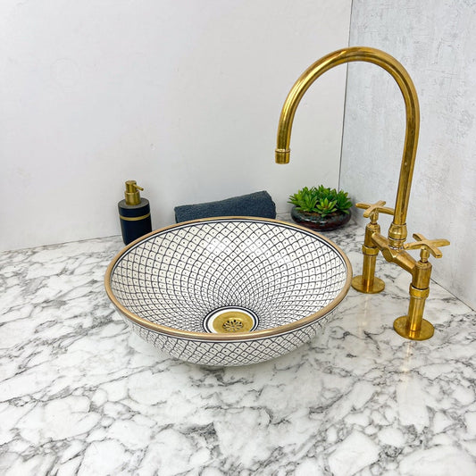 Vasque Marocaine Royale - Rebord doré 14k carats #53D