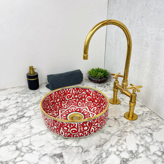 Royal Moroccan Sink - 14k golden rim #53M