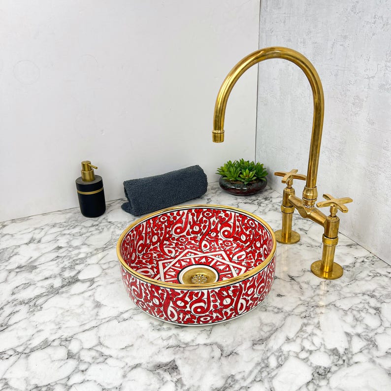 Royal Moroccan Sink - 14k golden rim #53M