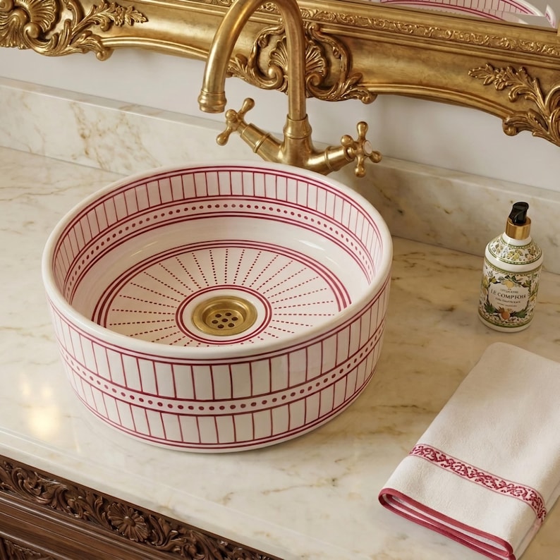 Marokkanisches Keramikwaschbecken im orientalischen Stil #338