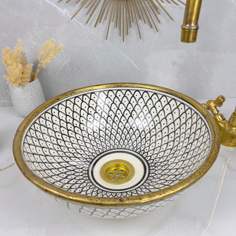 Moroccan Sink with brass rim #230
