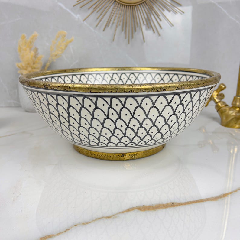 Moroccan Sink with brass rim #230