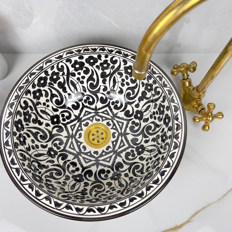 Marokkanisches Keramikwaschbecken im orientalischen Stil #286