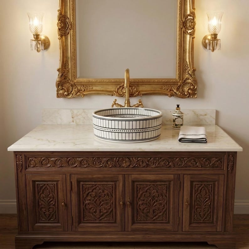 Marokkanisches Keramikwaschbecken im orientalischen Stil #349