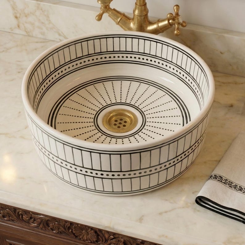 Marokkanisches Keramikwaschbecken im orientalischen Stil #349