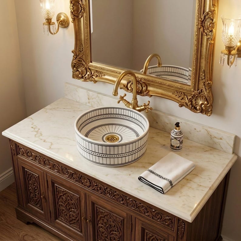 Marokkanisches Keramikwaschbecken im orientalischen Stil #349
