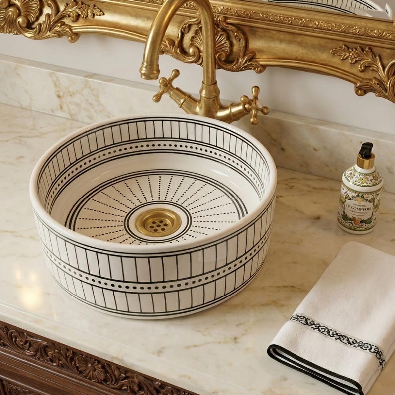 Marokkanisches Keramikwaschbecken im orientalischen Stil #349
