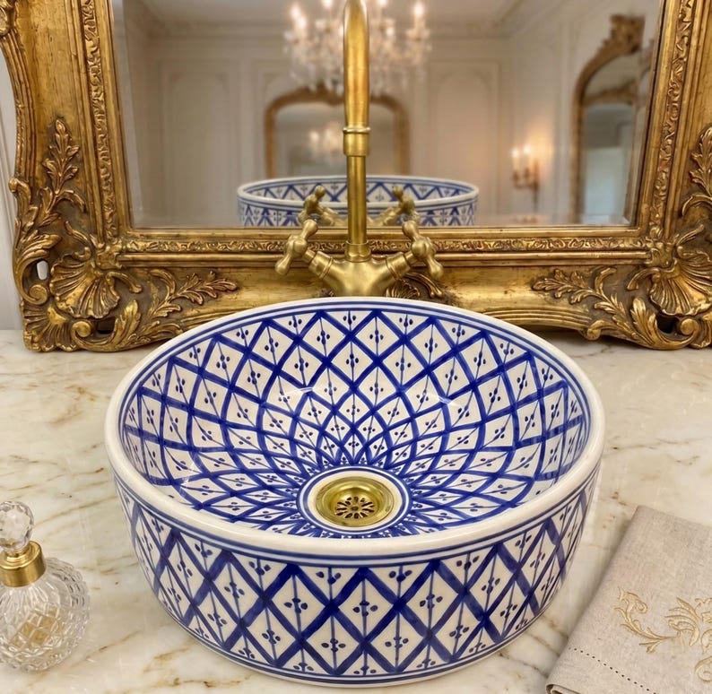 Marokkanisches Keramikwaschbecken im orientalischen Stil #346