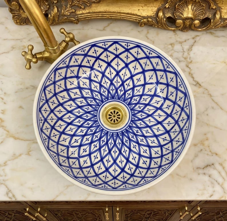 Marokkanisches Keramikwaschbecken im orientalischen Stil #346