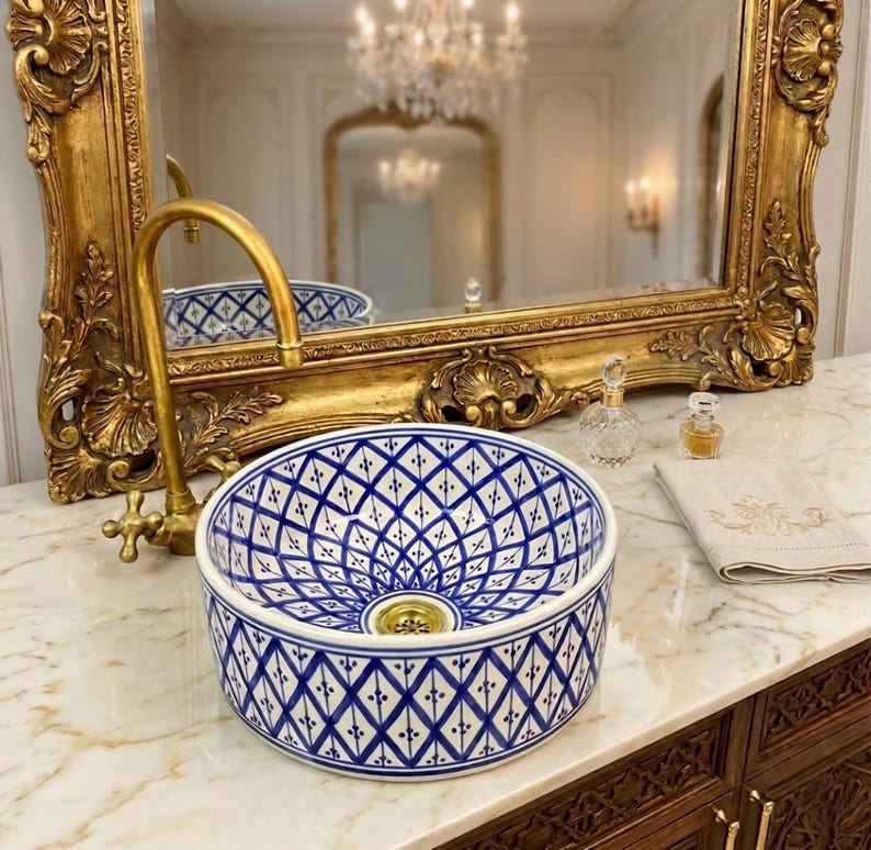 Marokkanisches Keramikwaschbecken im orientalischen Stil #346