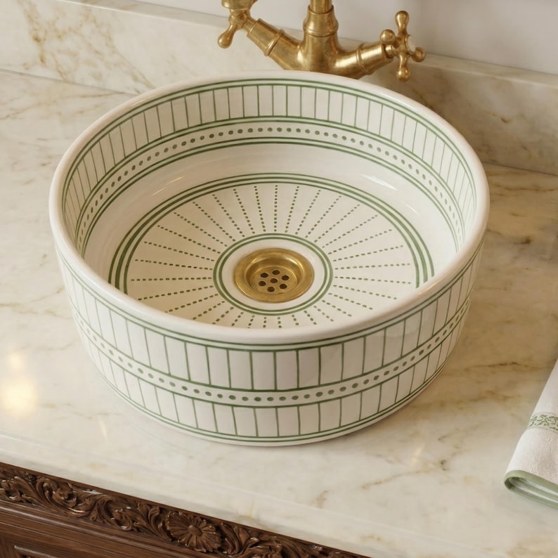 Marokkanisches Keramikwaschbecken im orientalischen Stil #347