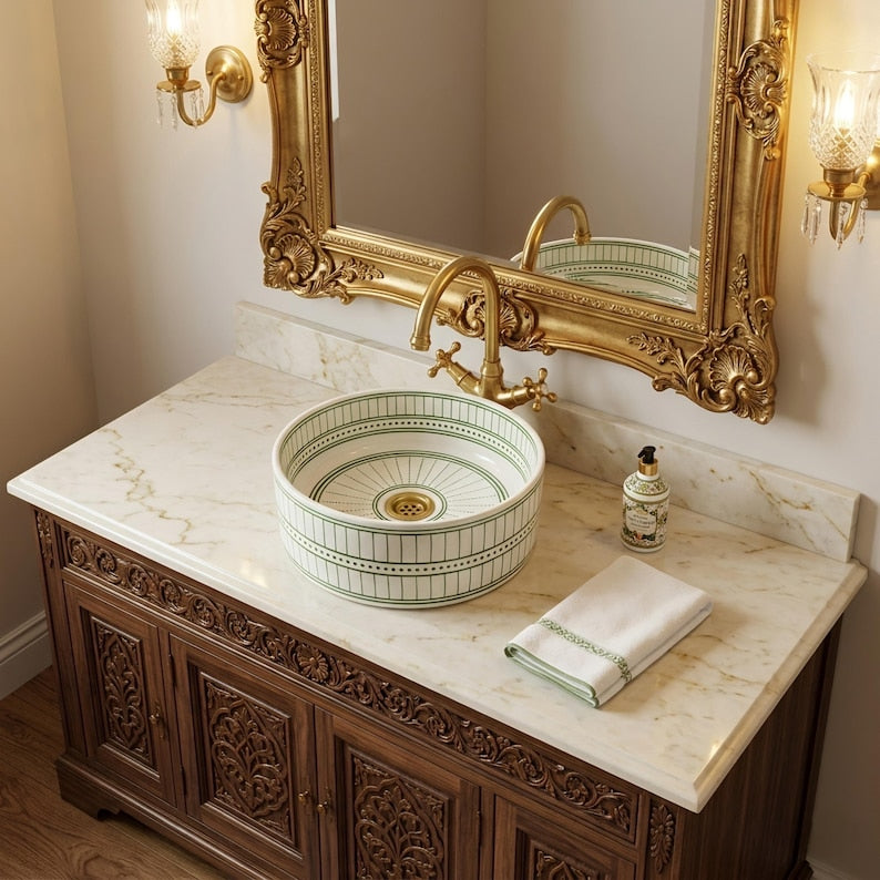 Marokkanisches Keramikwaschbecken im orientalischen Stil #347