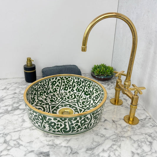 Royal Moroccan Sink - 14k golden rim #53B